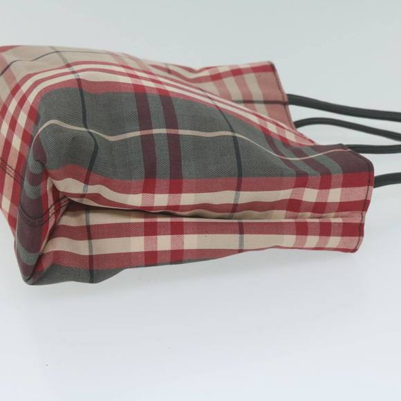 BURBERRY Nova Check Hand Bag Canvas Red Beige Auth bs11653 - Picture 3 of 16
